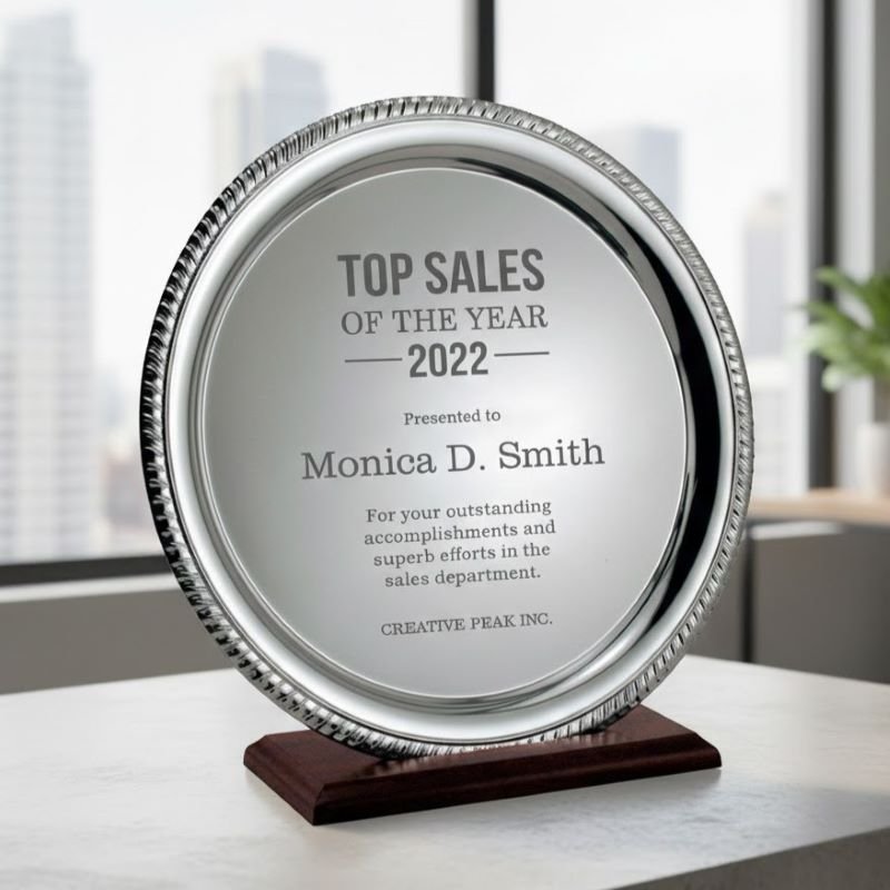 Metal Plate Award with Stand